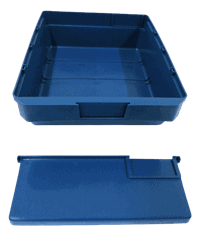 Plastic storage bin with large divider